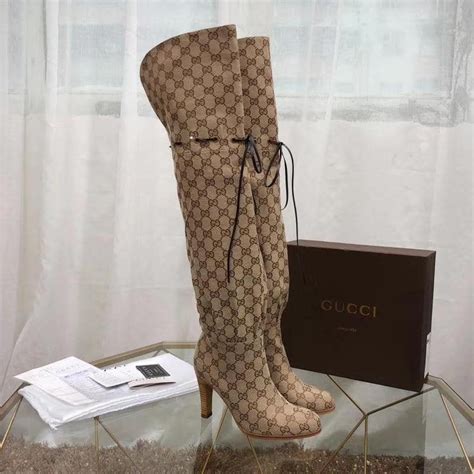 gucci riding boots replica|gucci print thigh high boots.